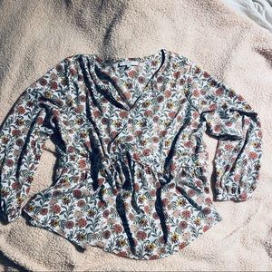 Lightweight cream floral blouse